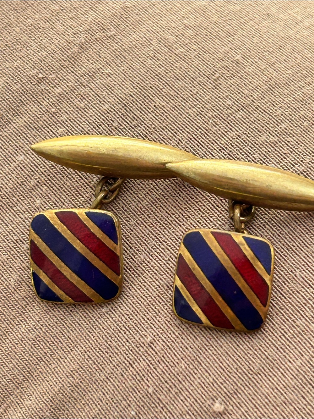 4/$50 Vintage Gold-Tone Cufflinks with Navy and Burgundy Enamel